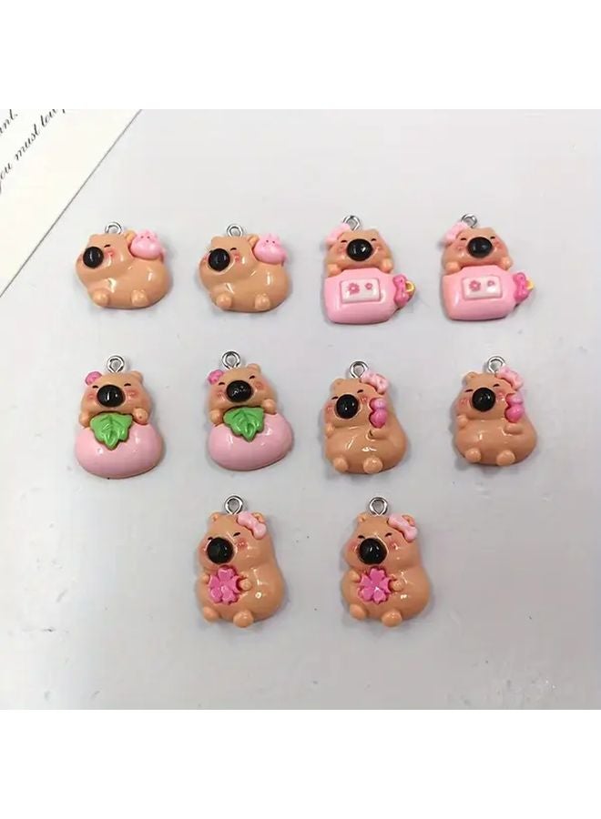 20pcs Cute Capybara Charms Style 3 Resin Pendants For DIY Jewelry Earrings Keychains - Image 5